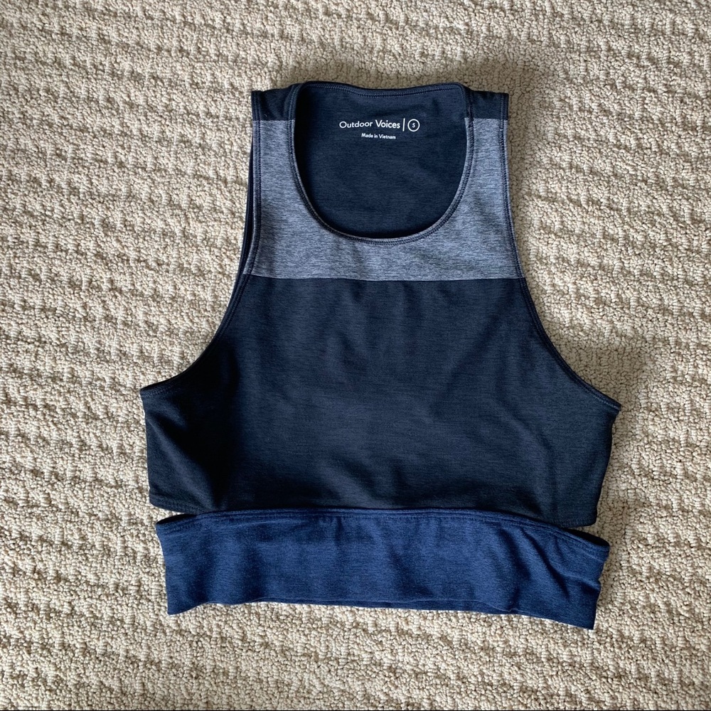 Outdoor Voices Gray and Navy Crop Top